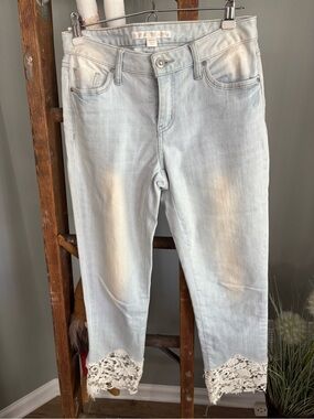 Light Wash Lace-Hem Women’s Jeans from Boston proper